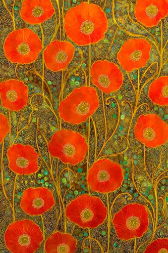 Klaprozen in Oranje en Goud