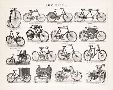 Vintage gravure Rijwielen I van Studio Wunderkammer