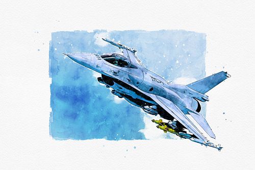 F-16 Fighting Falcon straaljager (kunst)