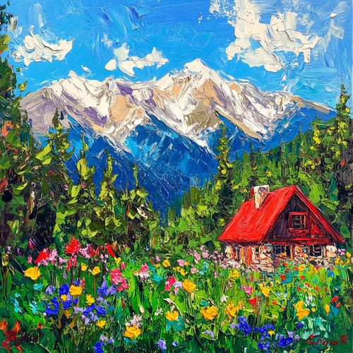 Mountain idyll with flowers