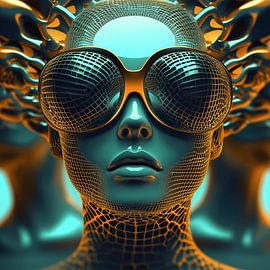 Tête futuriste sur Ton Kuijpers