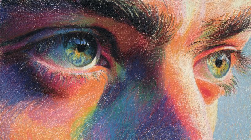 Ogen in Regenbooglicht Intens Realisme in Detail van Eva Lee