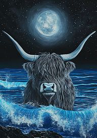 Schotse Hooglanders in zee van Niklas Maximilian