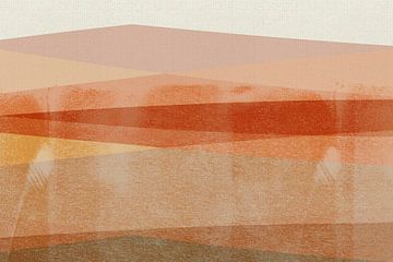 Abstract minimalistisch landschap in koraal, gebrand oranje, bruin van Abstract Minimalist Art