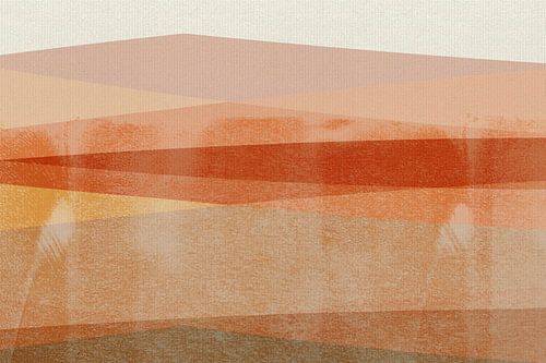 Abstract Minimalist Landscape in coral, burnt orange, brown