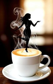 femme avec une tasse de cappuccino chaude sur Egon Zitter