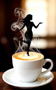 Frau mit heißer Tasse Cappuccino