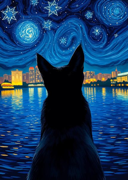 Chat noir regardant le ciel 2 par MIROKKU
