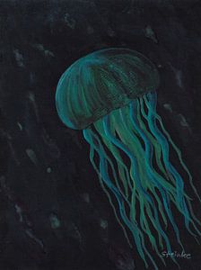 Méduse sur fond noir