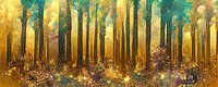 A golden forest in the style of Gustav Klimt
