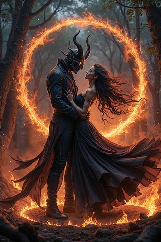 PYROVELIS – A demon dances with a young woman by INFERAURUM