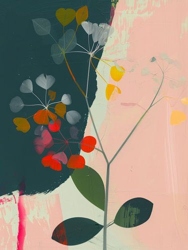 Botanischer Abstrakt mit Neon-Akzenten