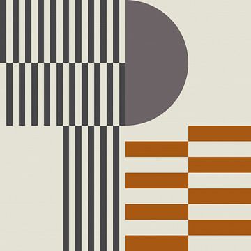 Abstrakter geometrischer Retro-Stil in Dunkelgold, Taupe, Grau XVIII von Dina Dankers