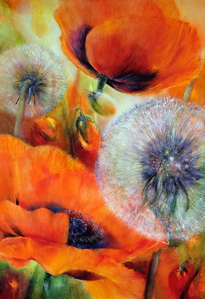 Klaprozen en paardebloemen van Annette Schmucker