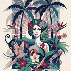 Harmonie tropicale : Portrait de nature Art déco sur Jan Keteleer