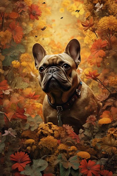 Herbst Bulldogge Malerei von Wunderbare Kunst