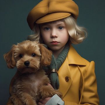 Fine art portret "Me and my dog" van Carla Van Iersel