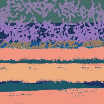 Farbe Formen und Linien. Moderne abstrakte Landschaft in Pastellfarben. Sonnenuntergang. von Dina Dankers
