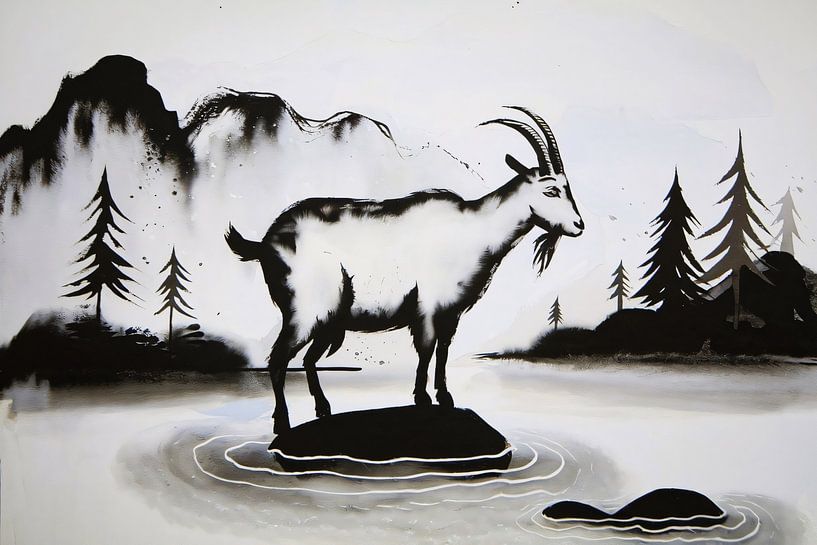 Geit op rots in natuur van Imperial Art House