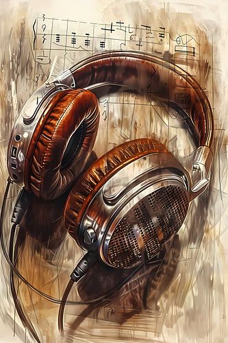 Digitale illustratie van vintage koptelefoon