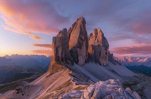 Leuchtendes Panorama der Dolomitengipfel