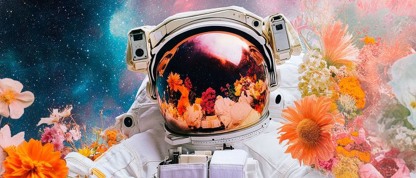 Astronaut with flowers in space by Poster Art Shop