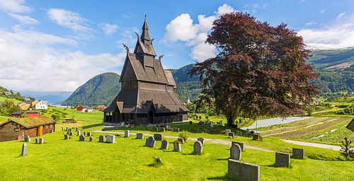 Panoramic view of Hopperstad stavkirke, Norway 