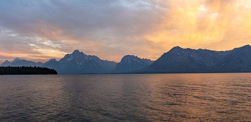 Grand Teton National Park, USA, zonsondergang Jackson Lake