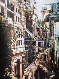 Ruins Architecture Stairs Decay Nature Moss Light Mystery