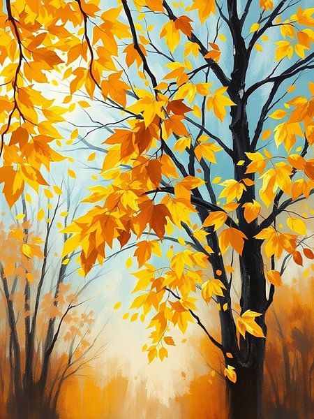 Lueur d'automne dorée : Une peinture impressionniste vibrante par Artistic