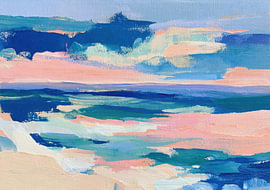Abstrakte Küstenlandschaft in Pastell und Blau
