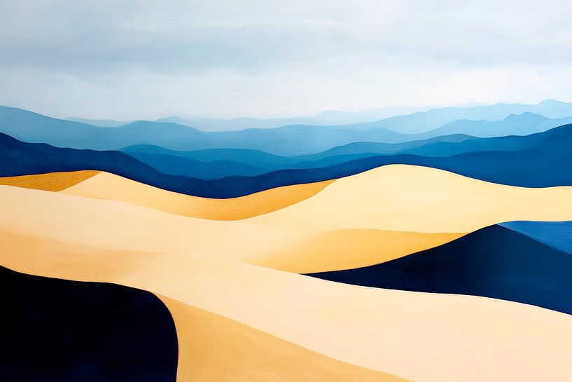 Gentle sand dunes in the blue mist by Poster Art Shop