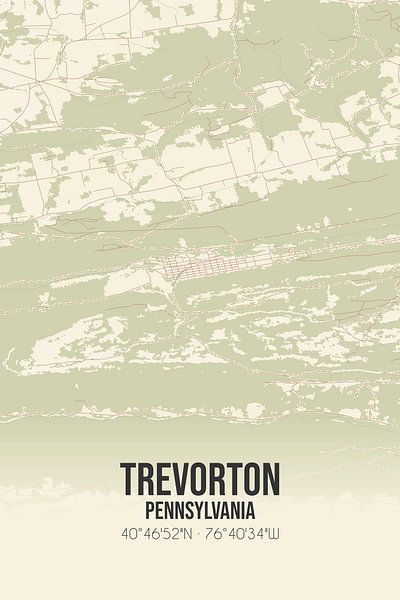 Carte ancienne de Trevorton (Pennsylvanie), USA. par Affiches de lieux