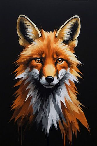 Intense Blik van een Kleurrijke Vos