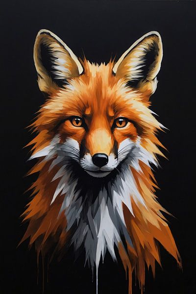 Intensiver Blick eines bunten Fuchses von Art & Soul Creations