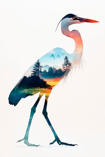 Pheasant with landscape by Poster Art Shop