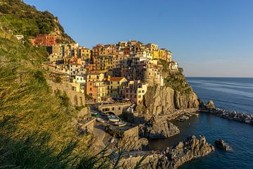 Zonsondergang in kleurrijk Manarola, Cinque Terre van Reis Genie