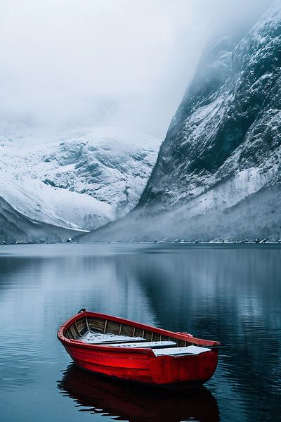 Boot im Winterfjord von fernlichtsicht