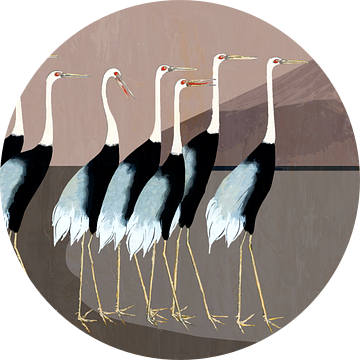 Japan Kraanvogels op Beige Bruin