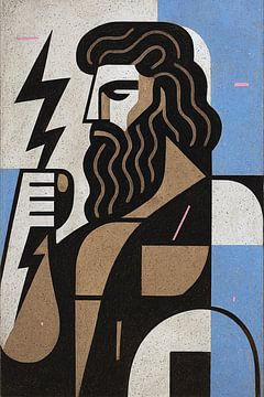 Ein geometrisches Gemälde des Gottes Zeus. von Galerie Hoppenbrouwers