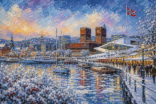 Oslo in Noorwegen schilderij.