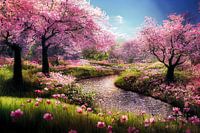 Lente in een tuin