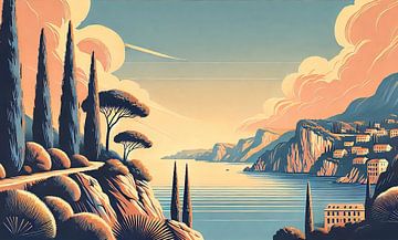 Vintage French Riviera Poster, France by Chromatic Fusion Studio
