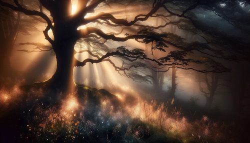 Morning glow in the mystical tree branches