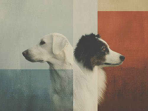 Border Collie en Labrador | modern portret van twee honden