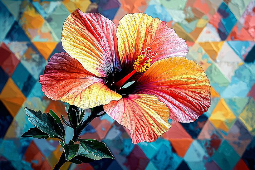 Hibiscus with abstract background by Imperial Art House