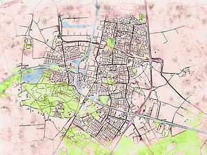Map of Oosterhout with the style 'Soothing Spring' by Maporia