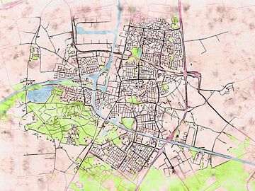 Kaart van Oosterhout in de stijl 'Soothing Spring' van Maporia