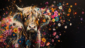 Starflower Cattle - Scottish Highlander - A Fairytale Flora Fantasy by Eva Lee