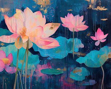 Neon Lotus Malerei | Neon Lotus Echos von Kunst Kriebels